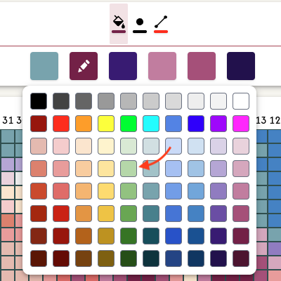 Select a new color from the expanded palette.