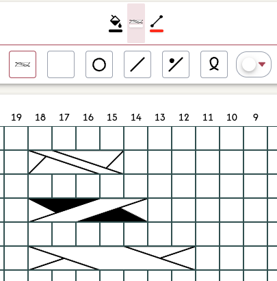 Draw the selected cable stitch variations on the chart