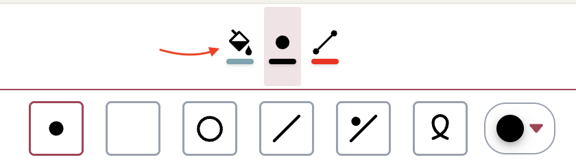Select the paint icon to enable color mode.